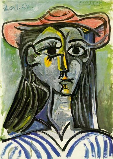 帽子をかぶった女性 胸像 1962年 パブロ・ピカソ油絵